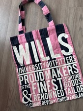 Jack Wills Pink & Navy Blue Striped Canvas Tote Bag