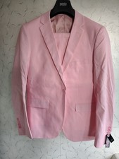 Mens Cotton Pink Suit UK Size 36R Chest 36in Trousers  32R W32in inside Leg 31in