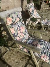 Pair vintage garden recliner steamer cushion covers Lounger Pre 2000 Hartman