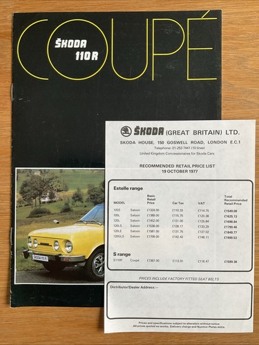 Skoda 110r coupe - uk, sales