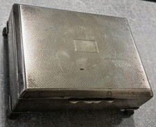 Vintage Harman Bros Aristocrat Silver Plated Cigarette Box With Wooden Insert