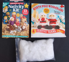 Let’s Knit Knitting Kits - Nativity & Mr & Mrs Claus + Polar Bear Patt, Stuffing