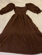 NEW LOOK Brown Hessian Style Off The Shoulders Cut Out Gypsy Midi Dress. 16 ?