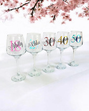 Personalised Birthday Wine Glass 18th 21st 30th 40th 50th 60th Gift For Her Him