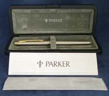 Lovely Brushed Stainless Steel PARKER Lady 180 Rollerball Pen Boxed and Perfect.