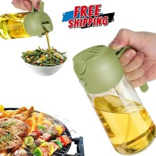 2-in-1 Oil Dispenser & Sprayer Bottle 470ml for Kitchen Olive Cooking 16.5oz uk