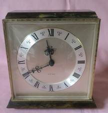 JUNGHENS ELECTRONIC ATO-MAT MANTLE CLOCK ROMAN NUMERALS MARBLE SURROUND WORKING