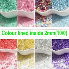 2000pcs Colour lined insid Small Glass Beads 2mm (10/0) + Storage Box Jewelry