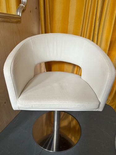 White leather tub swivel - tub, chair