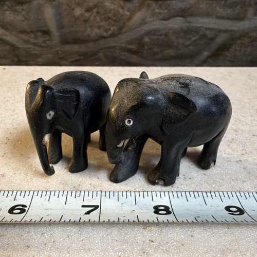 Black ebony elephant figurines - ebony,