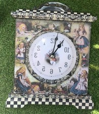 Alice In Wonderland Quartz Mantlepiece Mirror Image Clock Depicts Alice Etc