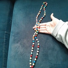 Colourful Glass Cube Bead Necklace Costume Jewellery Vintage Style