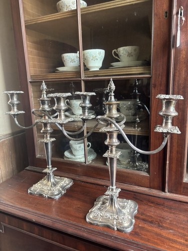 Pair sheffield plate - pair,