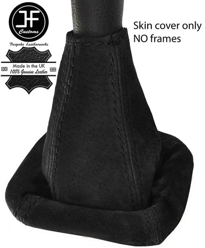 Black stitching real suede - black,