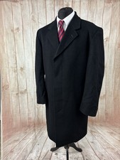 Crombie Style Overcoat Black Wool Cashmere 44” 46” Formal Greenwoods Elite