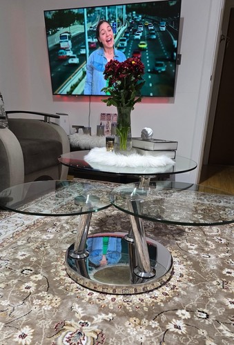 Swivel coffee table clear - swivel,