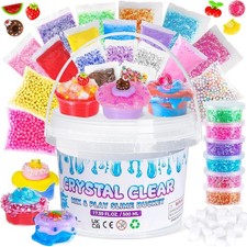 26 Pcs Crystal Slime  500ml Kit, DIY Stress Relief Fluffy Slime Toys UK