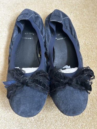 Blue suede ballet flats - suede,