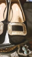 vintage black suede ballerina