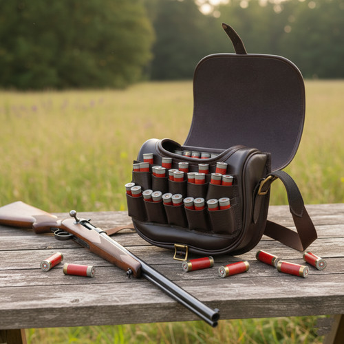 Shooting cartridge bag leather - cartridge,