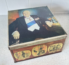 Vintage Winston Churchill Commemorative Biscuit Tin 23x22x12 cm