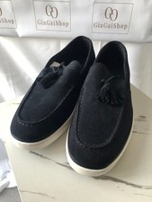 Sporty Leather Loafers With Tassels Navy Blue Size 9 (EU 43) by Zara Men. New