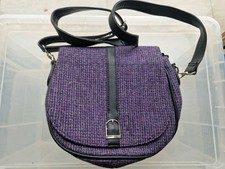 Harris Tweed Purple  Checked Ladies Handbag With Long Strap. Good Condition.