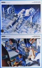 NASA litho photo Pair '90s vtg