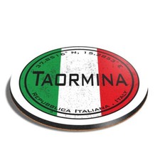 Round MDF Coaster Taormina Italy Flag Circle #59467