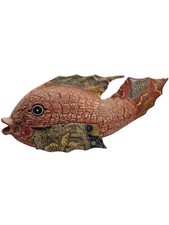 Hand-Made Paper Mache Fish | Batik Fabric | Vintage Folk Art Home Decor