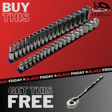 Blue Point 3/8" Shallow & Deep Socket 6mm-24mm with FREE Blue Point Ratchet