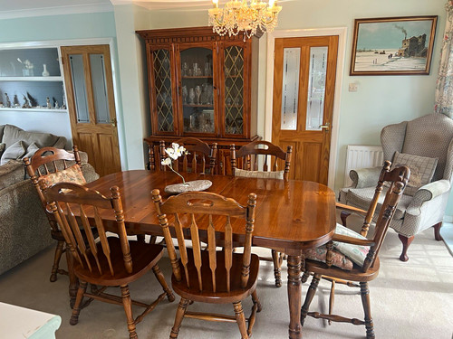 Pine dining table and chairs - pine,