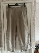 Fat Face Ives Wide Leg Linen Trousers Size 16 natural Worn 1 x