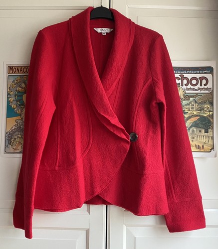 East red boiled wool cardigan - red,