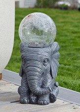 Elephant Orb Light Up Garden Ornament Solar Powered Gazing Ball Multicoloured