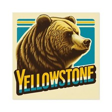 Yellowstone Grizzly Vintage 70s Style Sticker Indoor & Outdoor Square Decal 