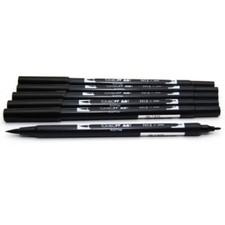 6 x Tombow Brush pens ABT Artists Twin Pen - Black (N15)  uk stockist