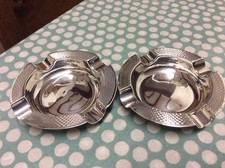 1930 Solid Pair Of Sterling Silver Ash Trays - William Hutton & Sons Birmingham