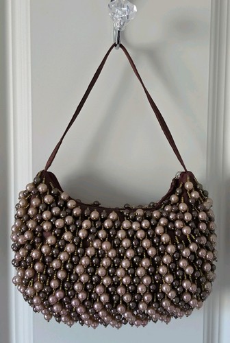 Début burgundy satin - satin, beaded