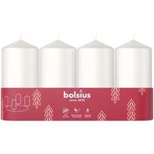 Bolsius Smooth Pillar Candles Set of 4 White 3.9″ × 1.9″ Decorative Candles Long