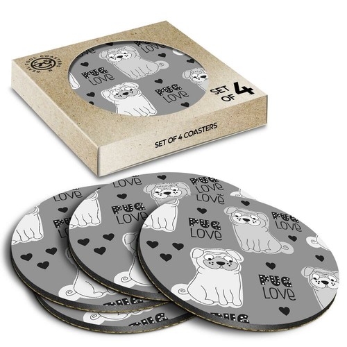 Boxed round coasters bw - boxed,
