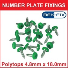 100 x Green Number Plate Polytop Screws 10G Moulded Head Screw VAT Invoices inc.