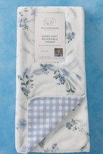 THE FARMHOUSE Rachel Ashwell Shabby Chic Blue White Floral Plush Throw Blanket