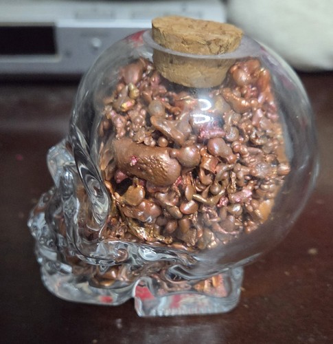 Glass skull shaped bottle with - glass,