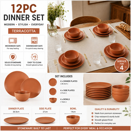 12pc stoneware dinner set - 12pc,