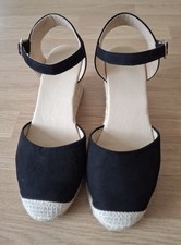 Women's espadrilles platform wedge sandals black, size EU38/UK5
