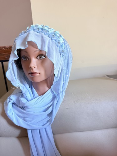 Embellished light blue hijab - blue,