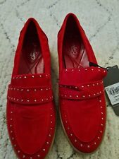 Ladies NEW red Tu studded suede effect shoes ~8~