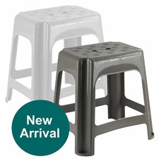Large Plastic Sitting Stool Sturdy Stackable Design 34 x 42 x 42cm