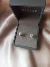 9ct Yellow Gold Cubic Zirconia Heart Shape Stud Earrings Gift Boxed